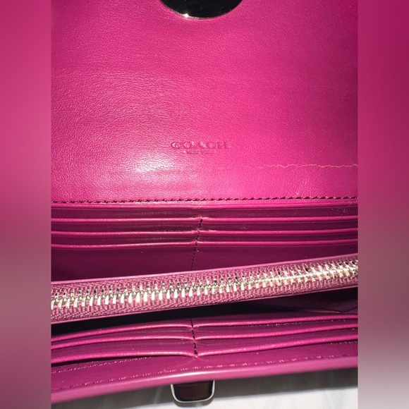 COACH // Burgundy Smith Leather TurnlockSlim Envelope Wallet - Picture 5 of 9